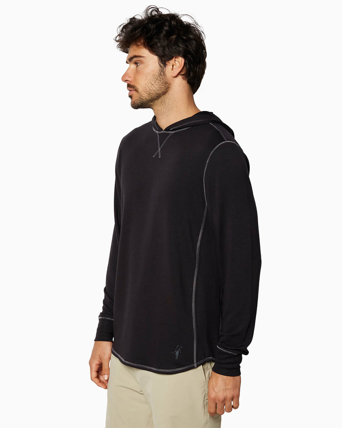 Schooner L/S Hoodie (Sea Silk) BLACK side #color_black