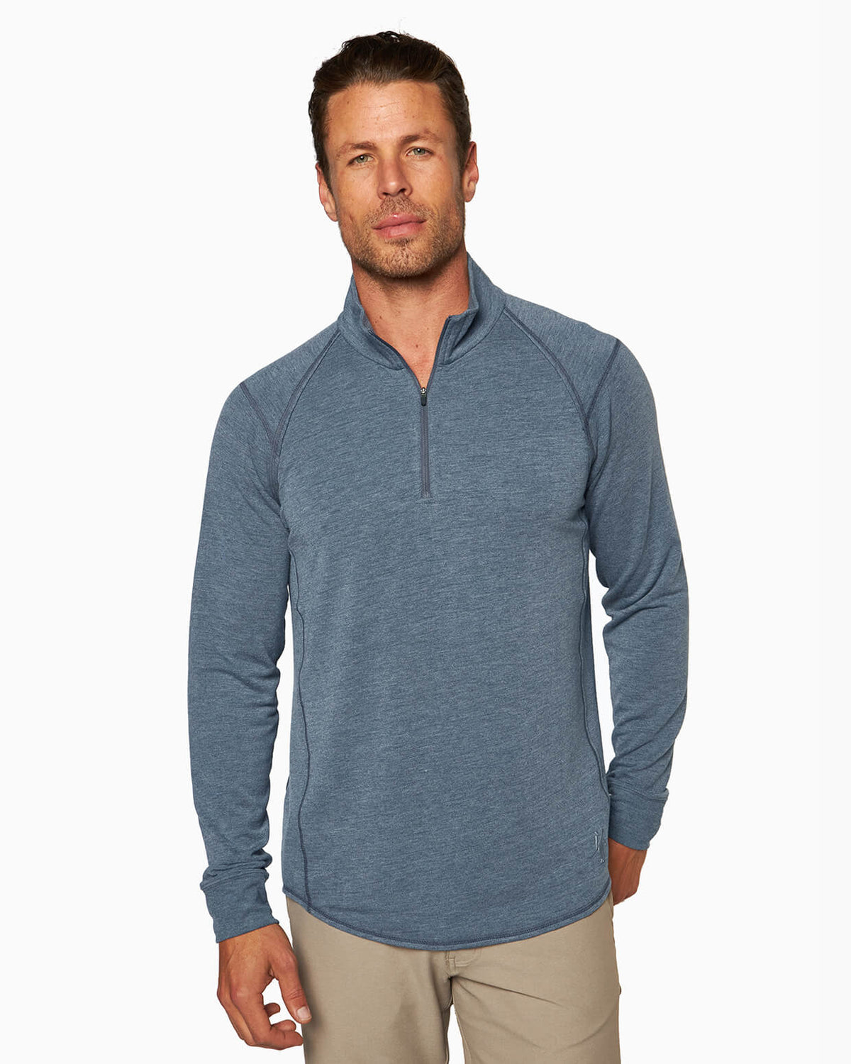 Barrel | Long Sleeve Raglan Half-Zip (Sea Silk) DEEP SEA front #color_deep sea