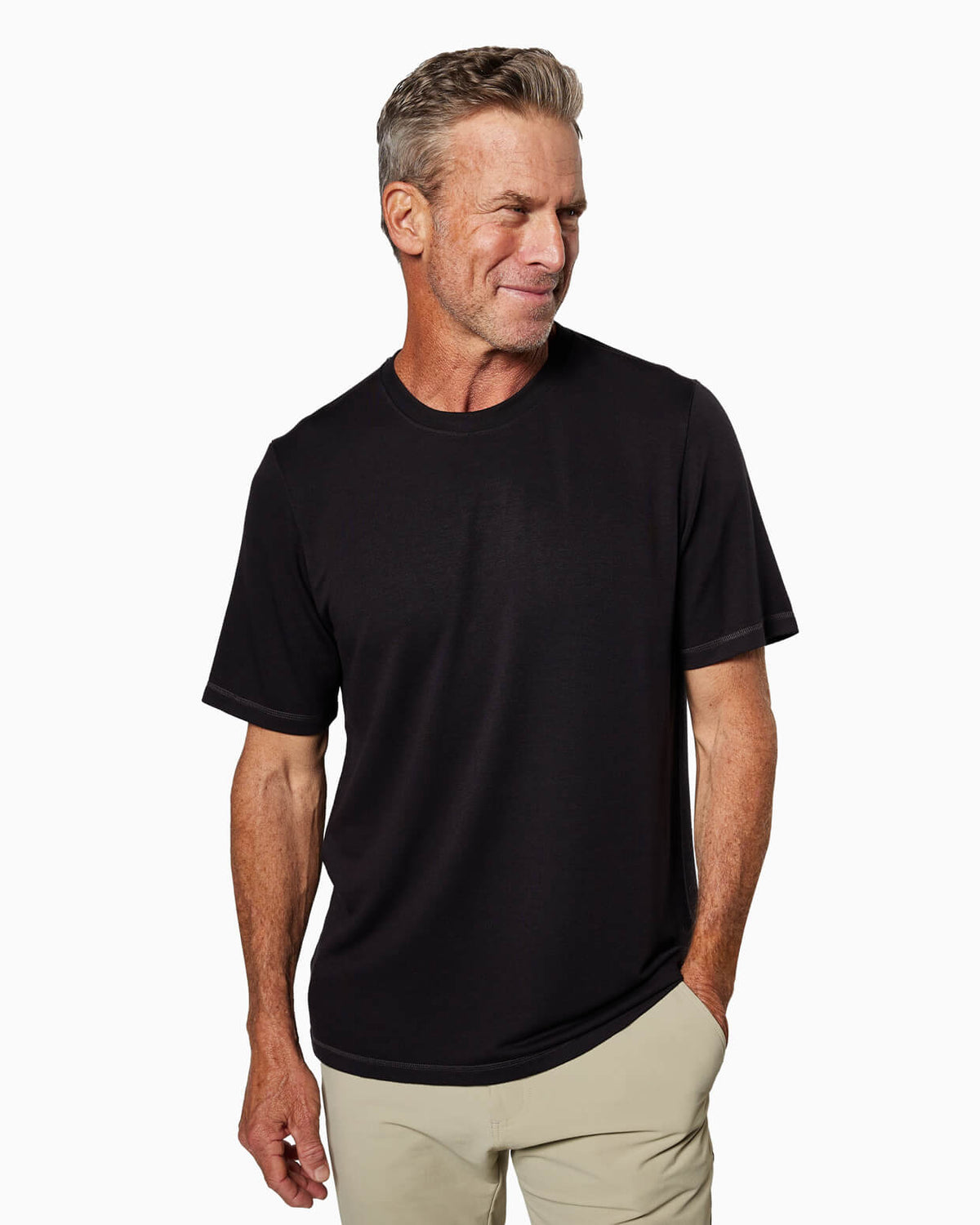 Draft | Short Sleeve Crew (Sea Silk) BLACK side #color_black