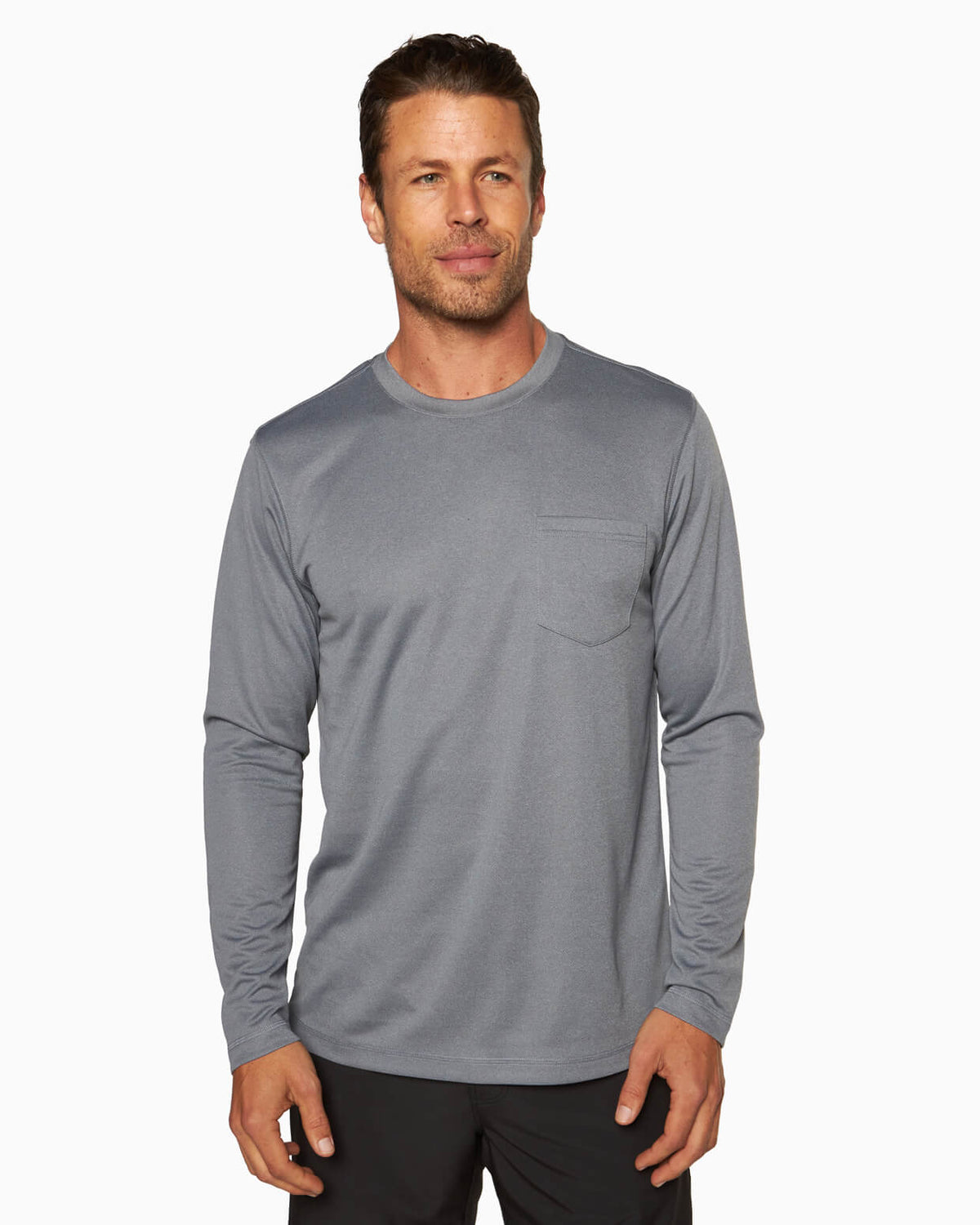Sea-Tec | Performance Long Sleeve HEATHER GREY front #color_heather grey