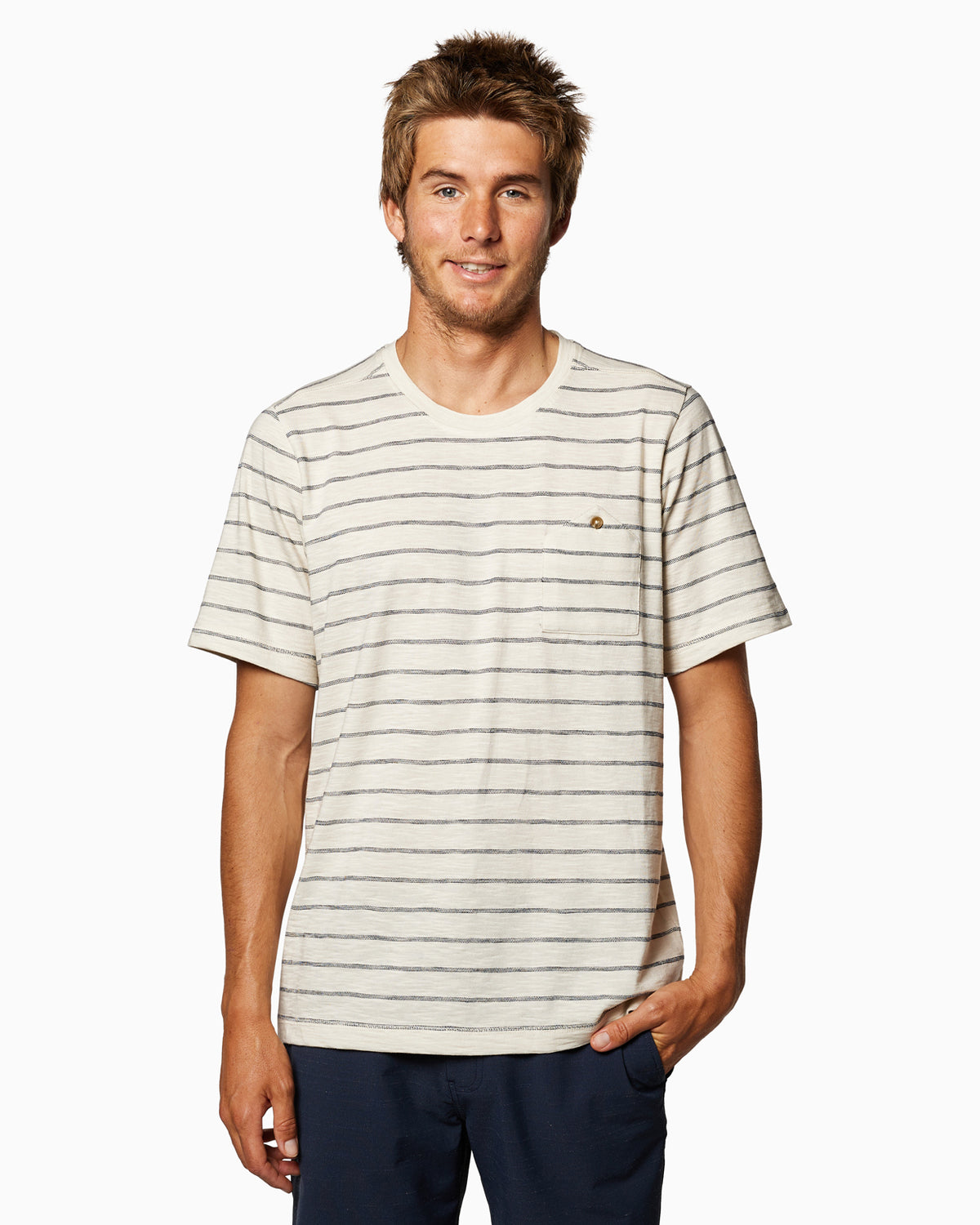 Surf Club Short-Sleeve | Sixty One Collection NATURAL STRIPE front #color_natural stripe