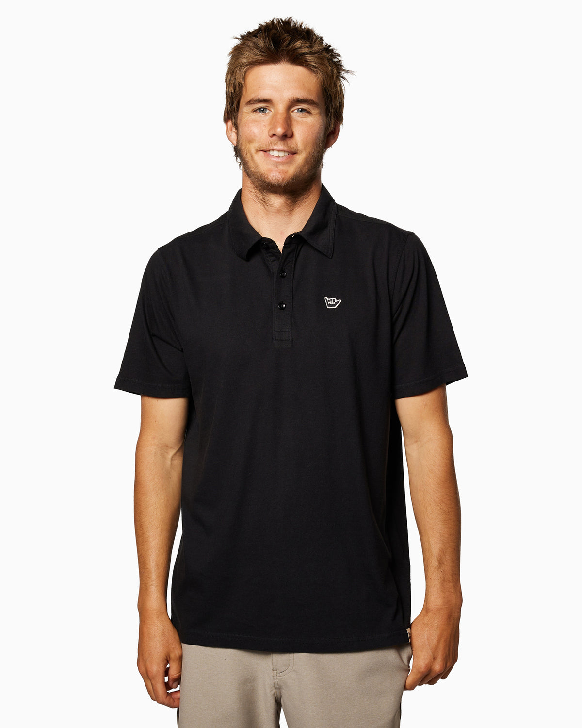 Hang Loose Polo | Sixty One Collection BLACK front #color_black