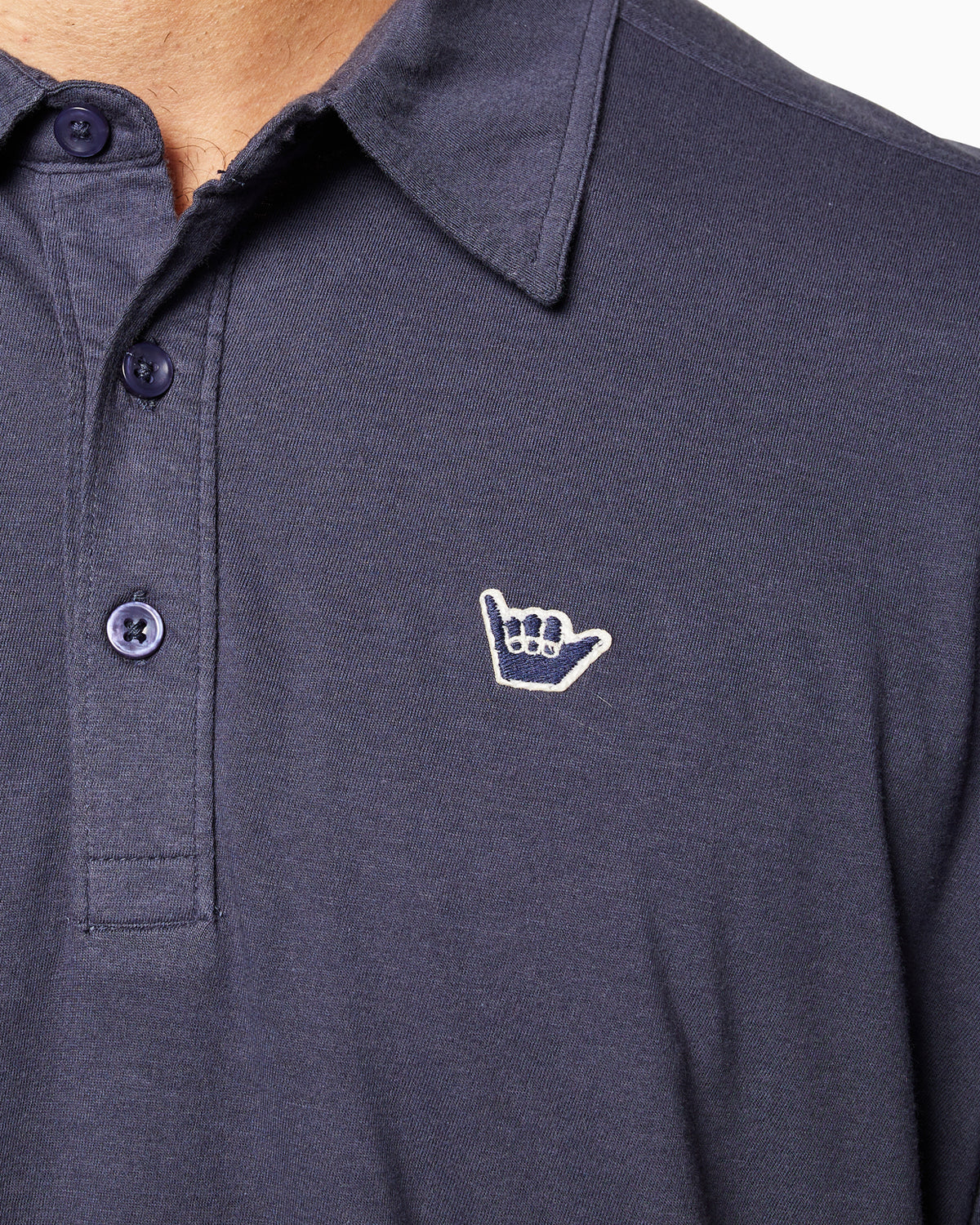 Hang Loose Polo | Sixty One Collection NAVY detail #color_navy