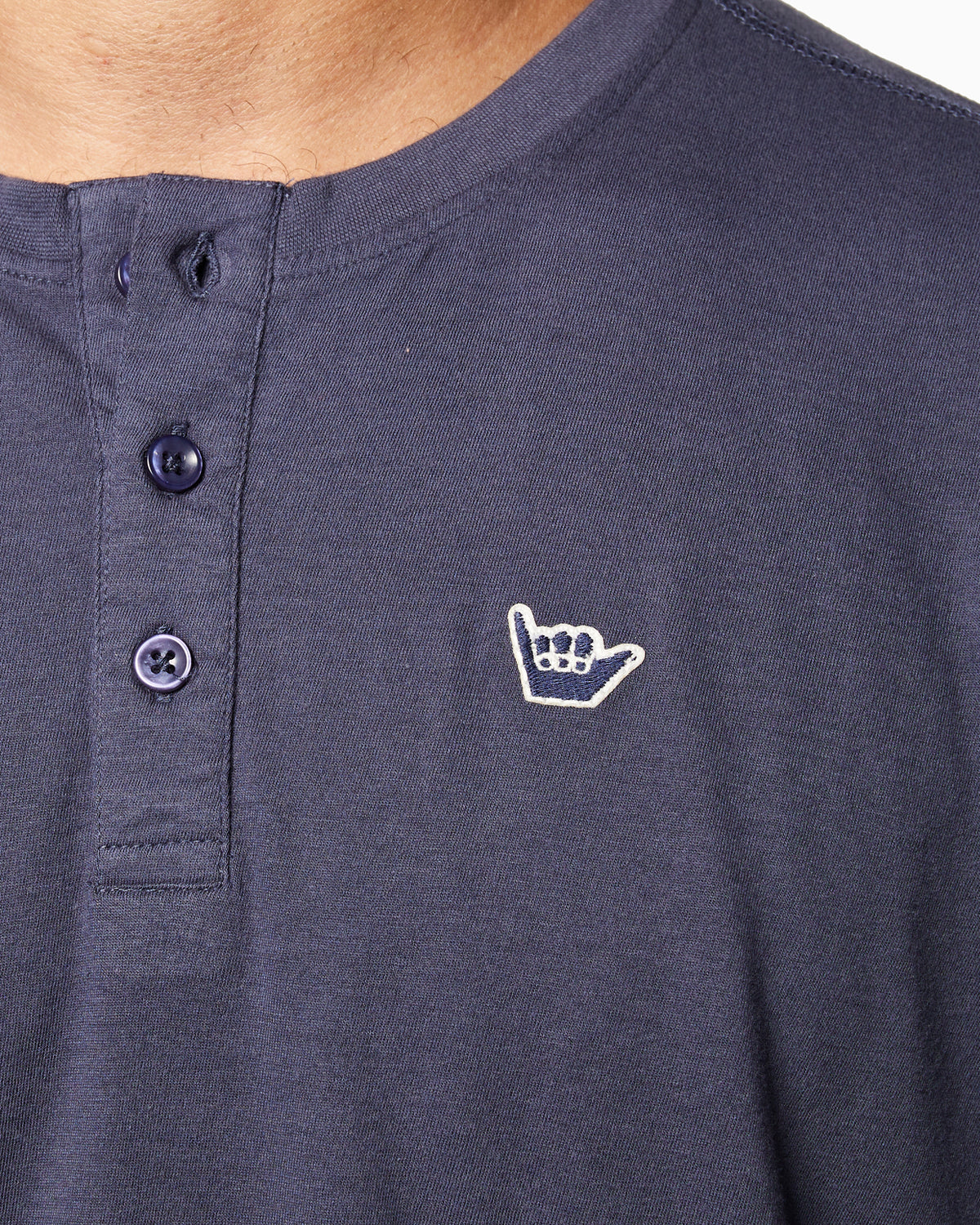 Hang Loose Henley | Sixty One Collection NAVY detail #color_navy