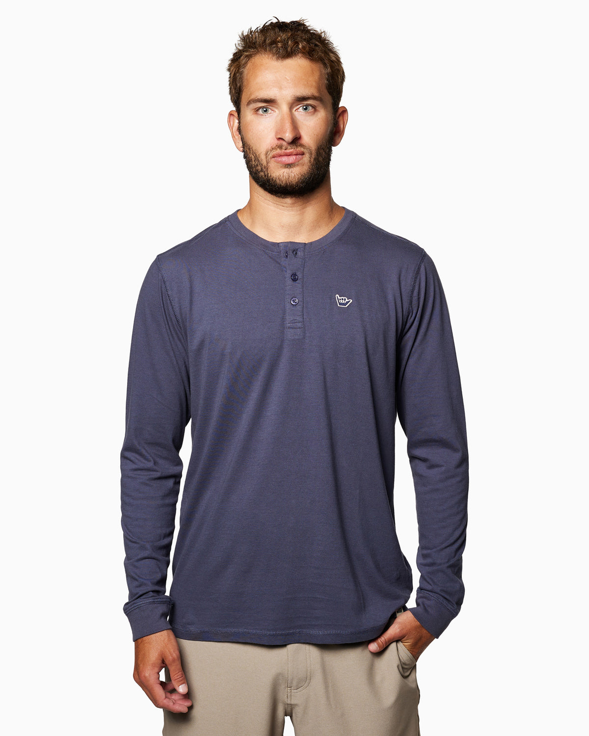 Hang Loose Henley | Sixty One Collection NAVY front #color_navy
