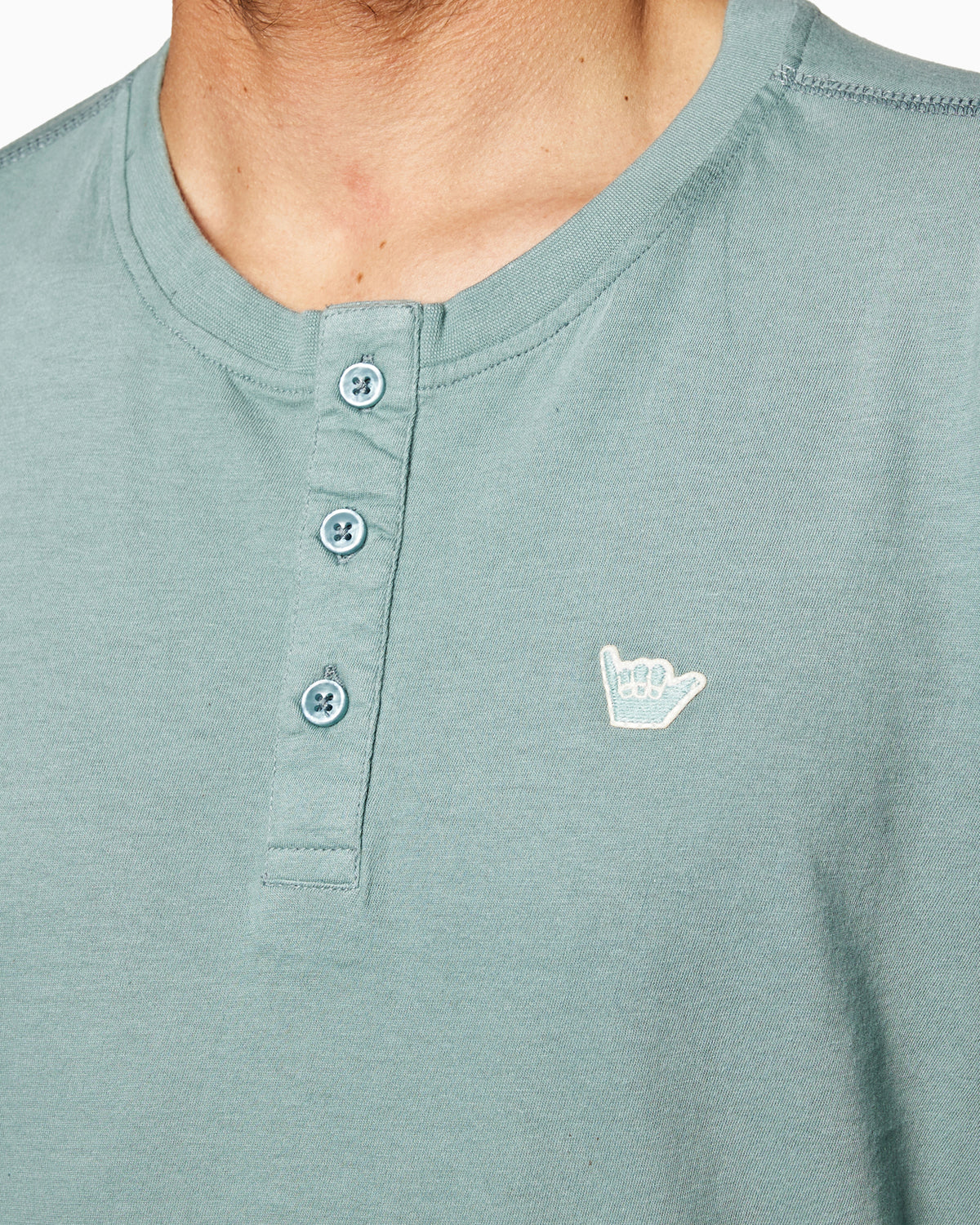 Hang Loose Henley | Sixty One Collection STONE BLUE detail #color_stone blue