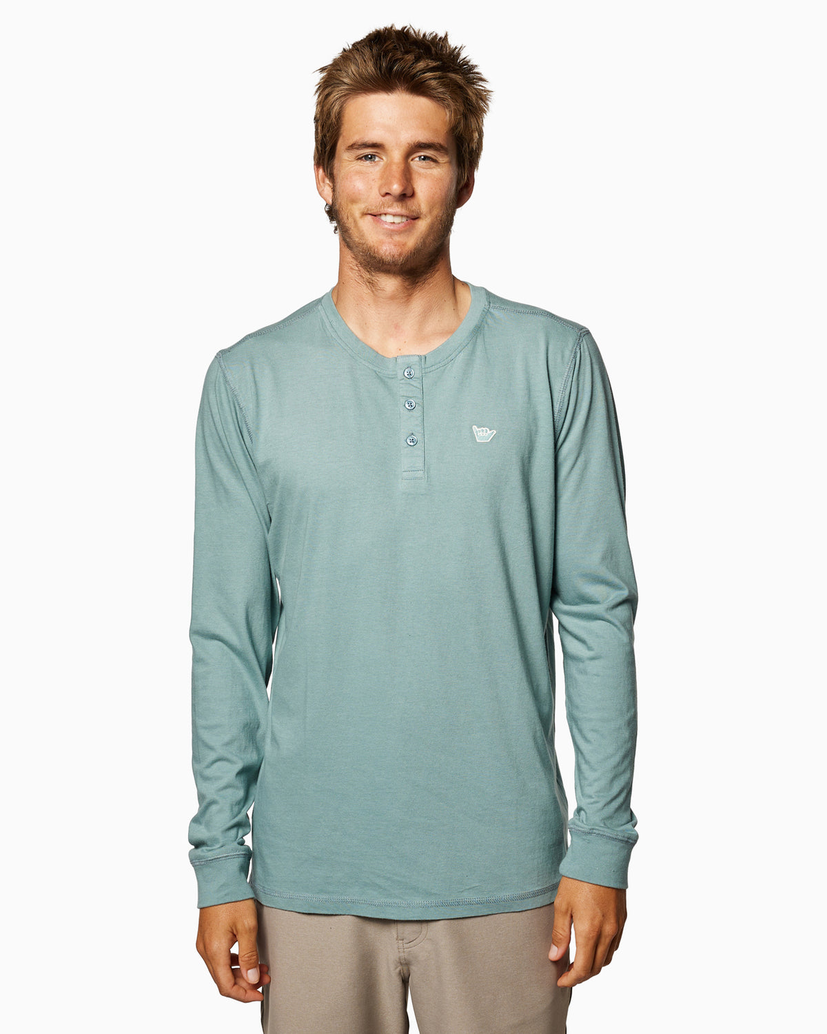 Hang Loose Henley | Sixty One Collection STONE BLUE front #color_stone blue