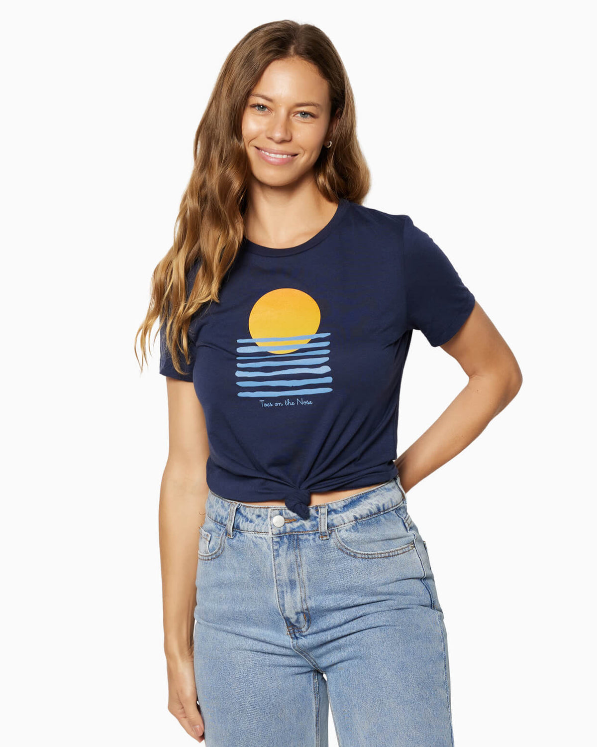Sunsets T-Shirt | Women's NAVY front detail #color_navy
