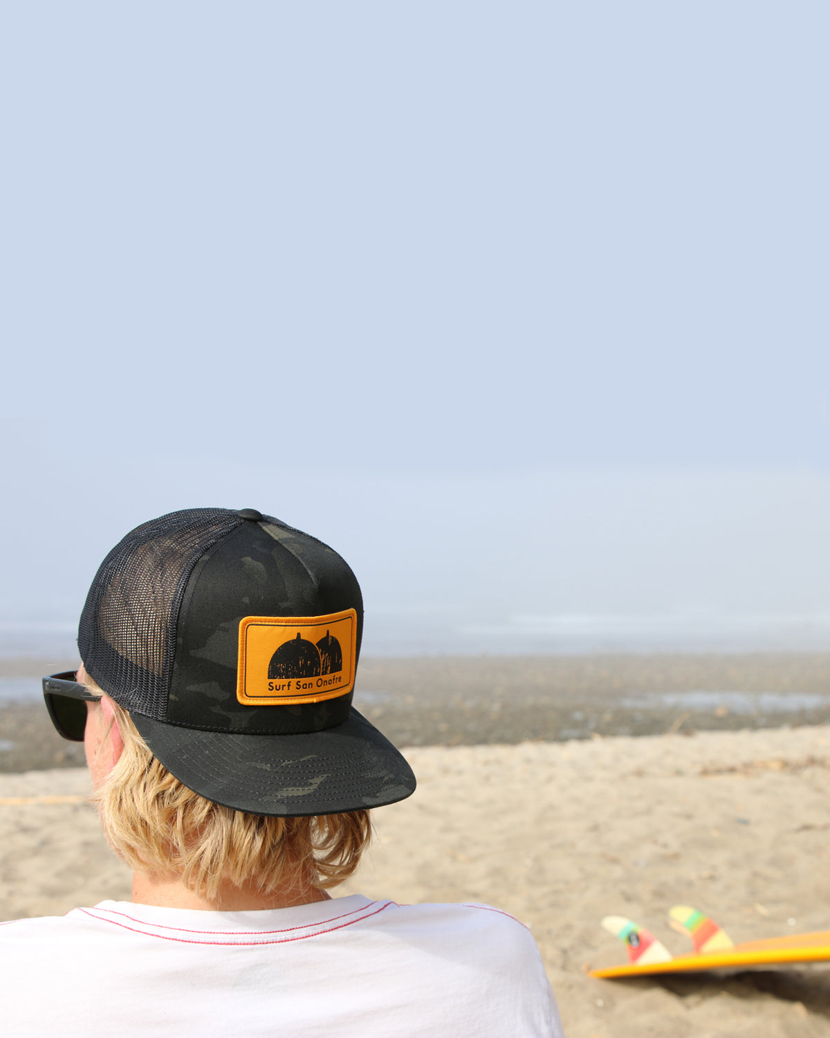 Surf San O | Adjustable Trucker Hat BLACK CAMO lifestyle